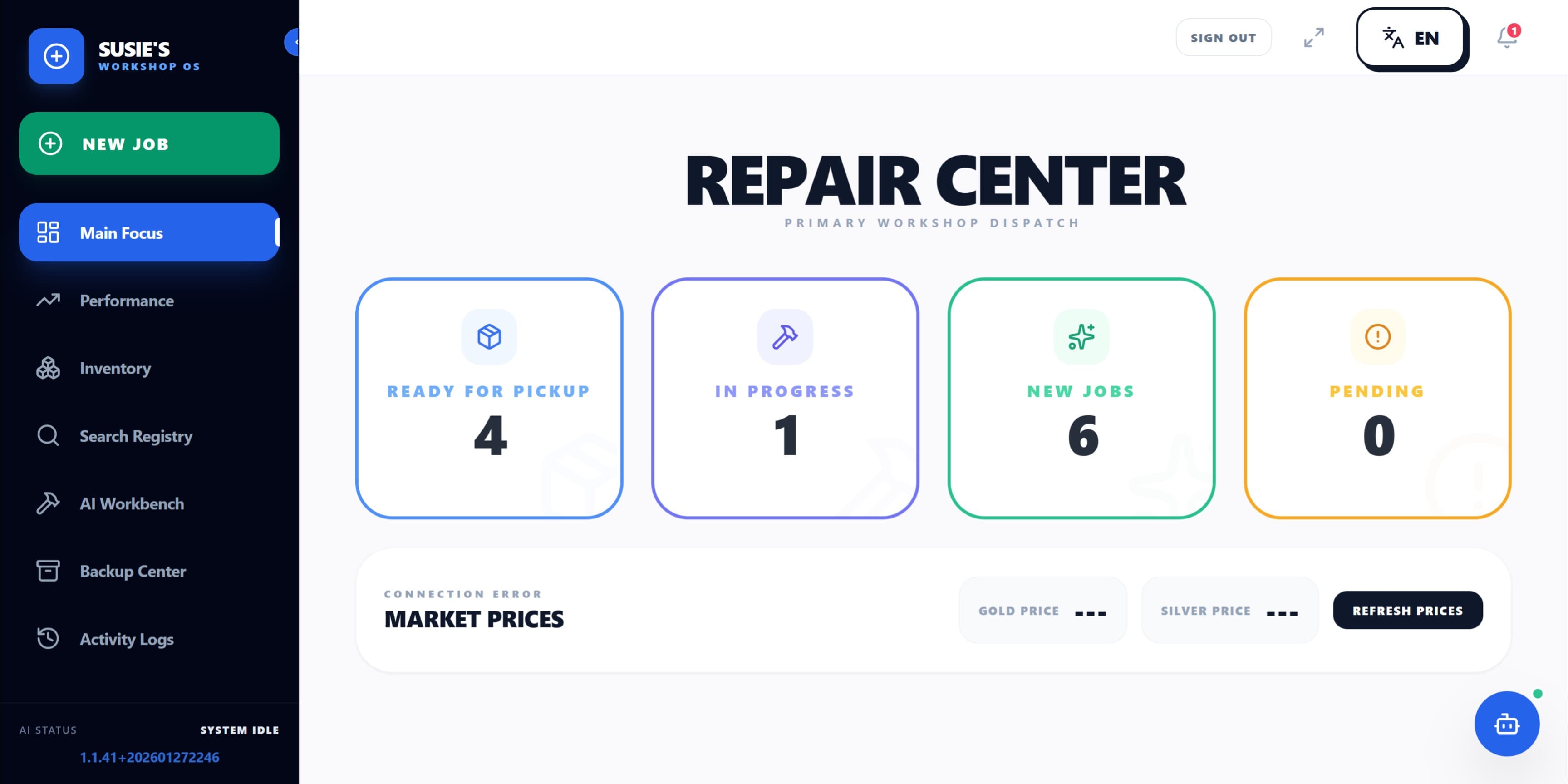 Susie's Jewelry Repair dashboard: AI implementation result